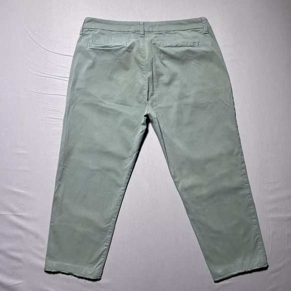 Frank & Eileen Wicklow Pants Womens 10 Green Cropped Raw Hem Chino Made in USA - Picture 2 of 16